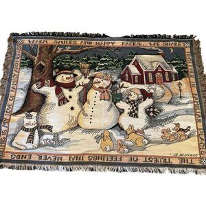 Goodwin Weavers Tapestry Throw 45”X68” Warm Smiles By S. Winget Winter Family